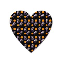 Halloween Skeleton Pumpkin Pattern Black Heart Magnet by snowwhitegirl