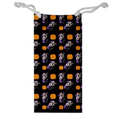 Halloween Skeleton Pumpkin Pattern Black Jewelry Bag by snowwhitegirl