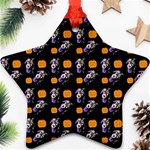 Halloween Skeleton Pumpkin Pattern Black Star Ornament (Two Sides) Back