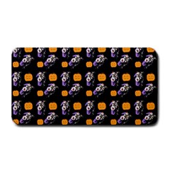 Halloween Skeleton Pumpkin Pattern Black Medium Bar Mats by snowwhitegirl