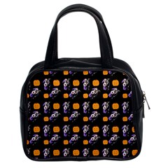 Halloween Skeleton Pumpkin Pattern Black Classic Handbag (two Sides) by snowwhitegirl