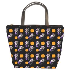 Halloween Skeleton Pumpkin Pattern Black Bucket Bag by snowwhitegirl