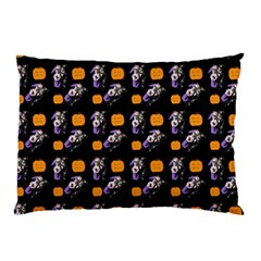 Halloween Skeleton Pumpkin Pattern Black Pillow Case by snowwhitegirl