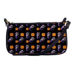 Halloween Skeleton Pumpkin Pattern Black Shoulder Clutch Bag by snowwhitegirl