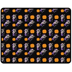 Halloween Skeleton Pumpkin Pattern Black Fleece Blanket (medium)  by snowwhitegirl