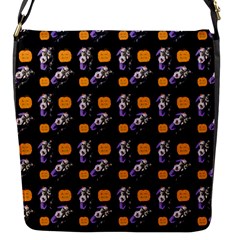 Halloween Skeleton Pumpkin Pattern Black Flap Closure Messenger Bag (s) by snowwhitegirl