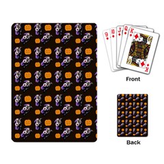 Halloween Skeleton Pumpkin Pattern Brown Playing Cards Single Design by snowwhitegirl