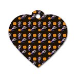 Halloween Skeleton Pumpkin Pattern Brown Dog Tag Heart (Two Sides) Front