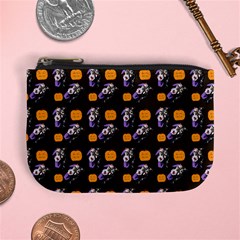 Halloween Skeleton Pumpkin Pattern Brown Mini Coin Purse by snowwhitegirl