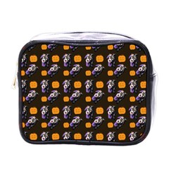 Halloween Skeleton Pumpkin Pattern Brown Mini Toiletries Bag (one Side) by snowwhitegirl