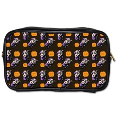 Halloween Skeleton Pumpkin Pattern Brown Toiletries Bag (one Side)