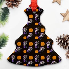 Halloween Skeleton Pumpkin Pattern Brown Ornament (christmas Tree)  by snowwhitegirl