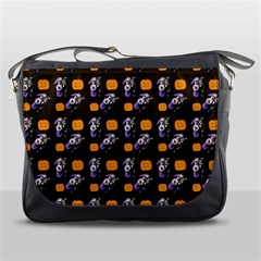 Halloween Skeleton Pumpkin Pattern Brown Messenger Bag by snowwhitegirl