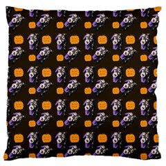 Halloween Skeleton Pumpkin Pattern Brown Large Cushion Case (two Sides) by snowwhitegirl