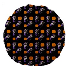 Halloween Skeleton Pumpkin Pattern Brown Large 18  Premium Round Cushions by snowwhitegirl