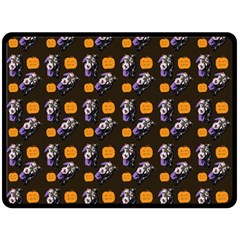 Halloween Skeleton Pumpkin Pattern Brown Double Sided Fleece Blanket (large)  by snowwhitegirl