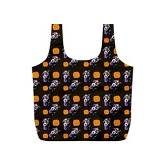 Halloween Skeleton Pumpkin Pattern Brown Full Print Recycle Bag (s) by snowwhitegirl