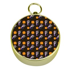 Halloween Skeleton Pumpkin Pattern Brown Gold Compasses by snowwhitegirl