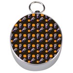 Halloween Skeleton Pumpkin Pattern Brown Silver Compasses Front