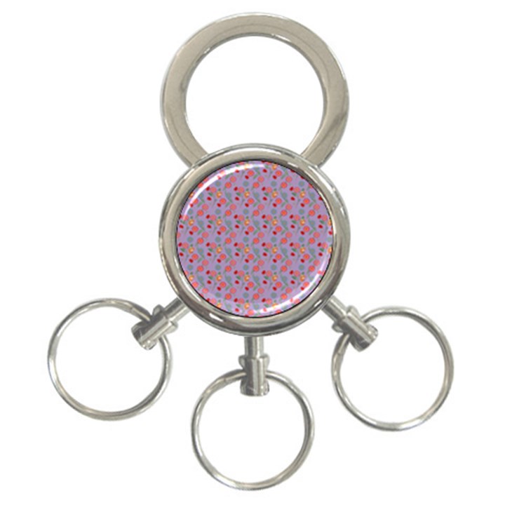 Vintage Floral Lilac 3-Ring Key Chains