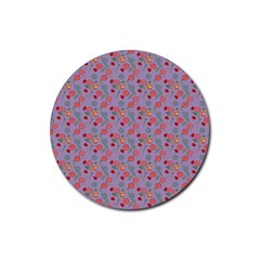 Vintage Floral Lilac Rubber Coaster (round)  by snowwhitegirl