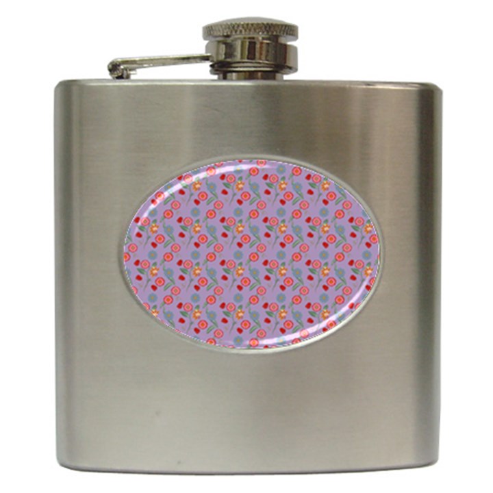 Vintage Floral Lilac Hip Flask (6 oz)