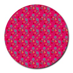 Vintage Floral Pink Round Mousepads