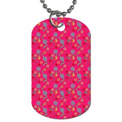 Vintage Floral Pink Dog Tag (One Side)