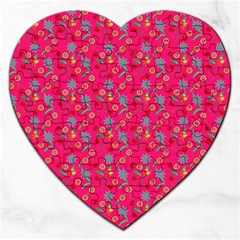 Vintage Floral Pink Jigsaw Puzzle (heart)