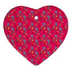 Vintage Floral Pink Heart Ornament (Two Sides)