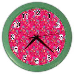 Vintage Floral Pink Color Wall Clock