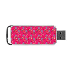 Vintage Floral Pink Portable USB Flash (Two Sides)