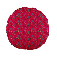 Vintage Floral Pink Standard 15  Premium Flano Round Cushions