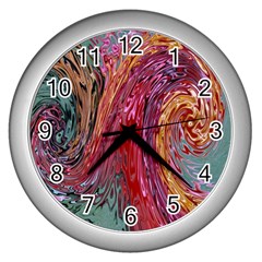 Color Rainbow Abstract Flow Merge Wall Clock (Silver)