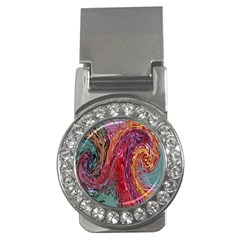 Color Rainbow Abstract Flow Merge Money Clips (CZ) 