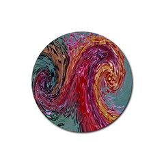 Color Rainbow Abstract Flow Merge Rubber Coaster (Round) 