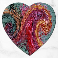 Color Rainbow Abstract Flow Merge Jigsaw Puzzle (Heart)