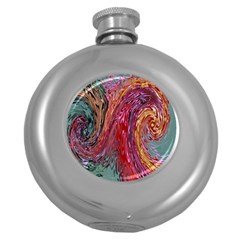 Color Rainbow Abstract Flow Merge Round Hip Flask (5 oz)