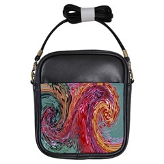 Color Rainbow Abstract Flow Merge Girls Sling Bag