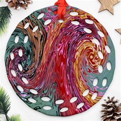 Color Rainbow Abstract Flow Merge Round Filigree Ornament (Two Sides)