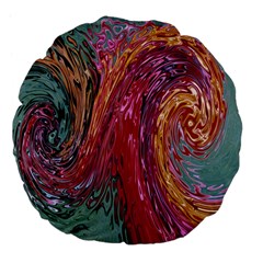 Color Rainbow Abstract Flow Merge Large 18  Premium Flano Round Cushions