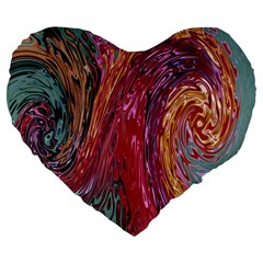 Color Rainbow Abstract Flow Merge Large 19  Premium Flano Heart Shape Cushions