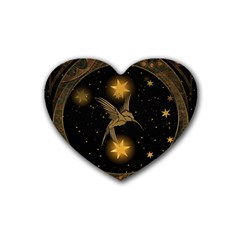 Wonderful Hummingbird With Stars Rubber Coaster (heart)  by FantasyWorld7