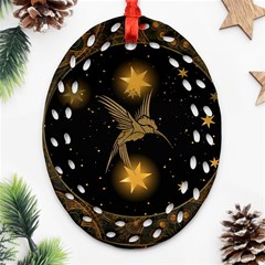 Wonderful Hummingbird With Stars Oval Filigree Ornament (two Sides) by FantasyWorld7