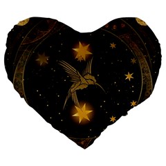 Wonderful Hummingbird With Stars Large 19  Premium Heart Shape Cushions