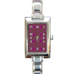 Modern Asian Ornate Pattern Rectangle Italian Charm Watch by dflcprints