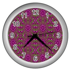 Modern Asian Ornate Pattern Wall Clock (silver) by dflcprints