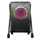 Modern Asian Ornate Pattern Pen Holder Desk Clock Front