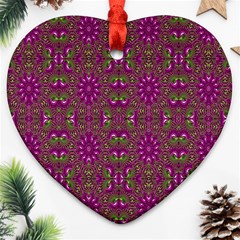 Modern Asian Ornate Pattern Heart Ornament (two Sides) by dflcprints