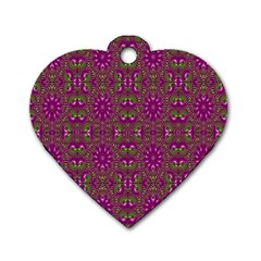 Modern Asian Ornate Pattern Dog Tag Heart (two Sides) by dflcprints